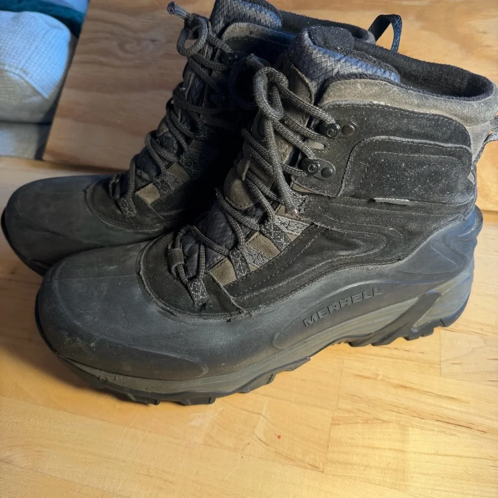 Merrell 13 Ice Jam waterproof Black winter boots hiking work Footwear